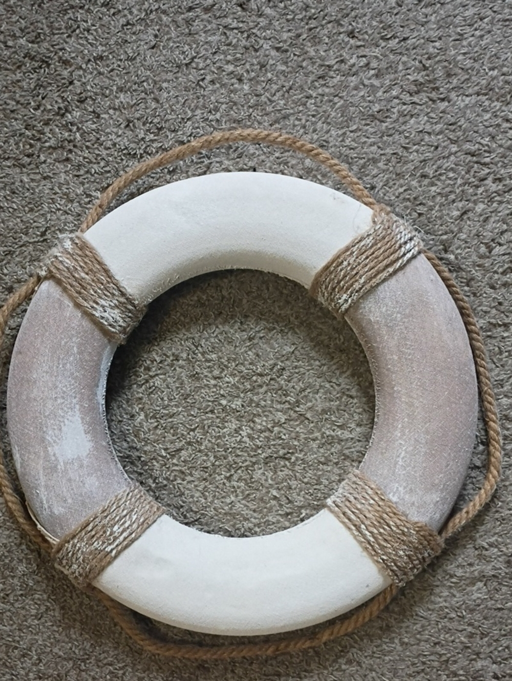 Welcome On Board Nautical Wall Ring - White & Tan Coastal Accent - Picture 2 of 4